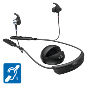 BeHear ACCESS assistive hearing headset with telecoil and charging cradle
