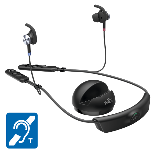 BeHear ACCESS assistive hearing headset with telecoil and charging cradle