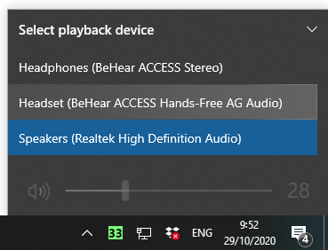 computer audio setting for behear assistive hearing headset