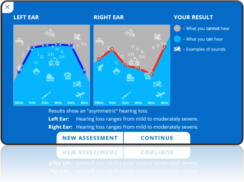 express hearing check test results screen