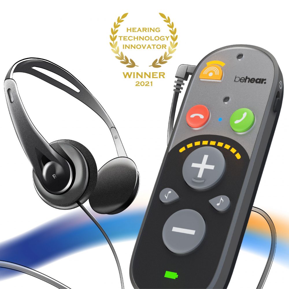 BeHear SMARTO personal hearing amplifier with headset hearing innovation award