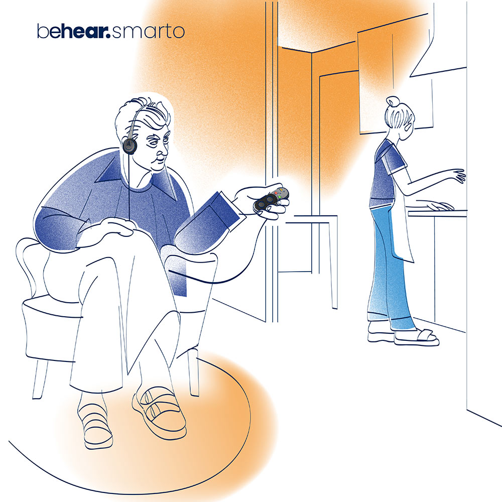 BeHear SMARTO personal hearing amplifier different room