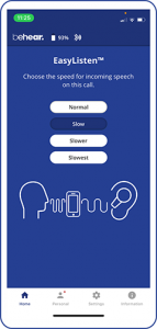 EasyListen slow down speech in BeHear hearing amplifiers